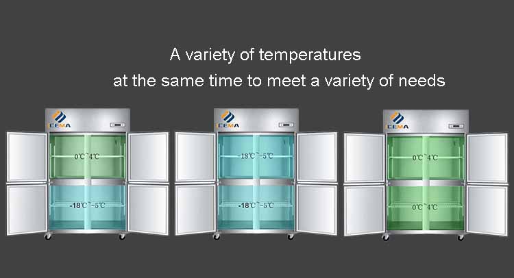 780L Professional Kitchen equipment vertical refrigerator brand freezer commercial four door display freezer