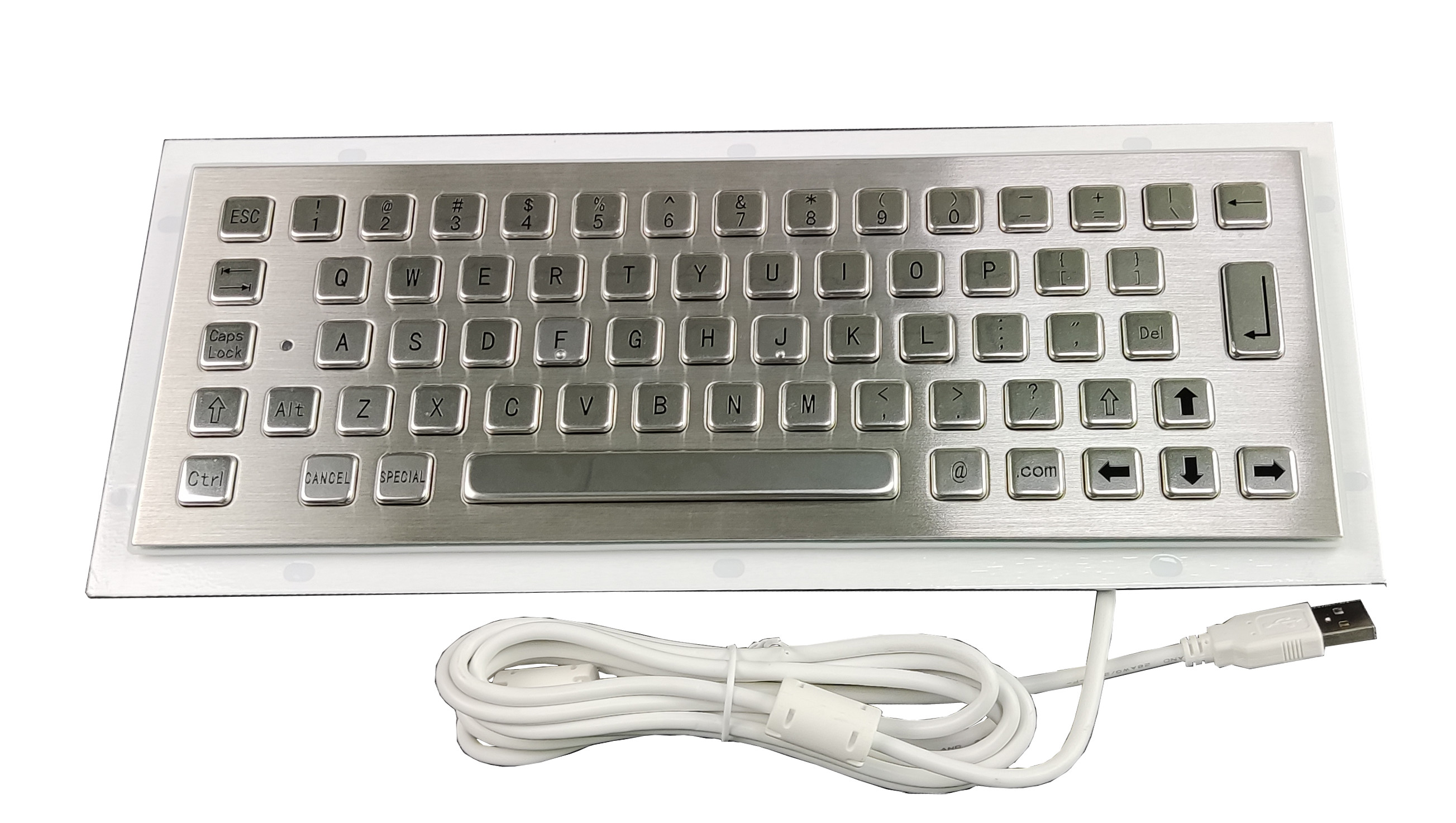 Compact Format Rugged Panelmount Metal Stainless Steel Industrial Keyboard With 64 Custom Keys