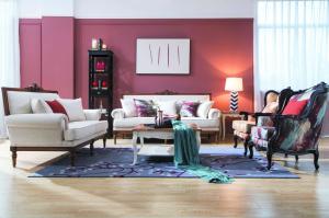 China Hotel Sofa Lobby Reception furniture made by Birch wood carving frame Hige density sponge Fabric upholstered factory