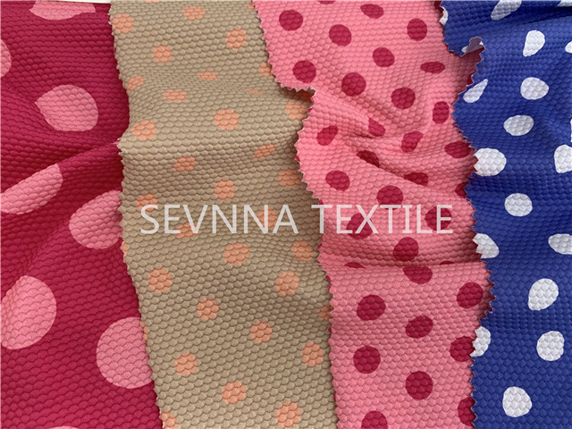 Bubble Texture Repreve Fiber Recycled Swimsuit Fabric Rosy Dot