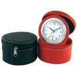 Charming Flower printing leather PU travel clock with leather jewel box
