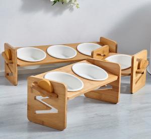 China Adjustable Elevated Dog Bowl Stand With Extra Stainless Steel factory
