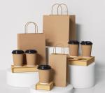 Food Delivery Packaging Kraft Paper Bag with Your Own Logo and Hand Length
