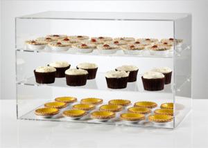 China Transparent Acrylic Display Showcase / Acrylic Bakery Display Bright Luster For Supermarket factory