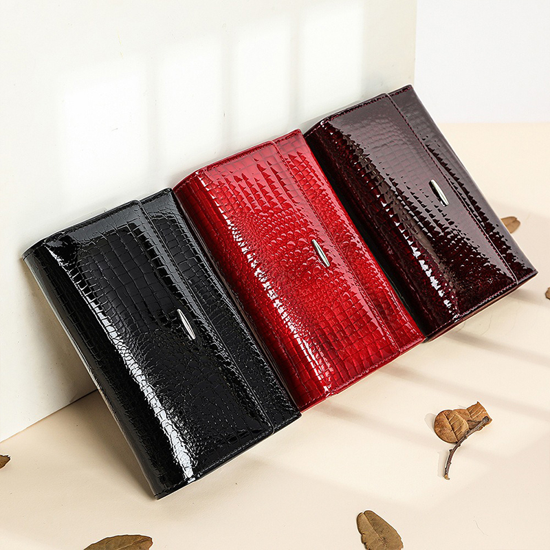 Customizable Ladies Anti-Theft Leather Wallet with Zipper Pocket and Card Holder