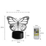 Butterfly 3D Night Light 7 Colors Change with Remote Control As Birthday Gifts