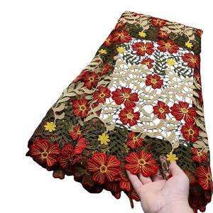 China Supoo 2022 Latest Senegal Guipure Lace Embroidery Flowers Design Comfortable Cord Lace Fabric For African Wedding and Party factory