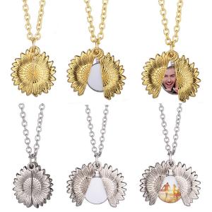 China Blank Vintage Sublimation Sunflower Locket Necklace Jewelry For Sublimation factory