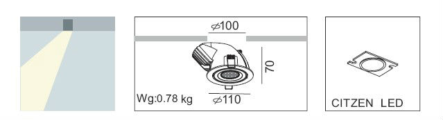 30W 37V COB LED Hotel Lobby Downlight / IP54 Waterproof Recessed Downlight