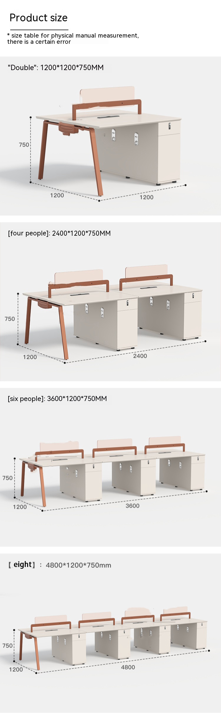 Staff Office Desk and Chair Combination Table Modern Design for Six People in Commercial