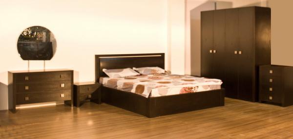 Melamine Home Furniture,Panel Bedroom Set,MDF Bed and Wardrobe,Nightstand