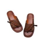 S357 Direct Selling Ins Tide Shoes 2020 New Cotton And Linen Fight Leather Flip