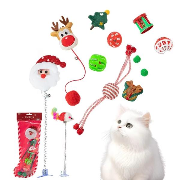 Interactive Pet Toys For Cats Stuffed Animal Plush Cat Toy Set Christmas