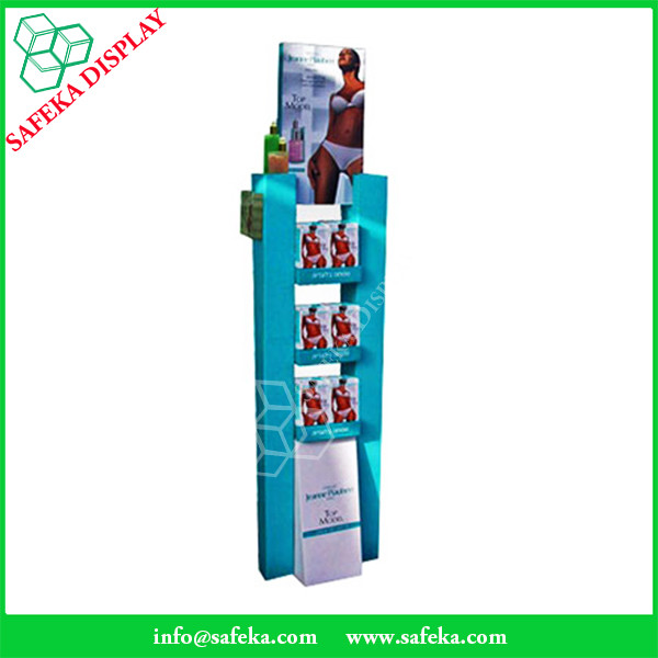 Customized printing tow side Paper material FSDU Cardboard floor Display shelf for body Lotion