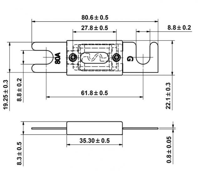 32V 48V 80V 125V Automotive Micro Fuses Bolt Down ADL ANL Stud Mount Fuse 1