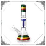 Rasta Glass Bongs Six Arms Tree Percolator 12 Inches Height For Smoking
