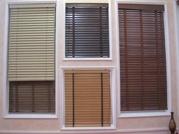 35mm 100% basswood venetian blinds for windows with steel headrail and wooden