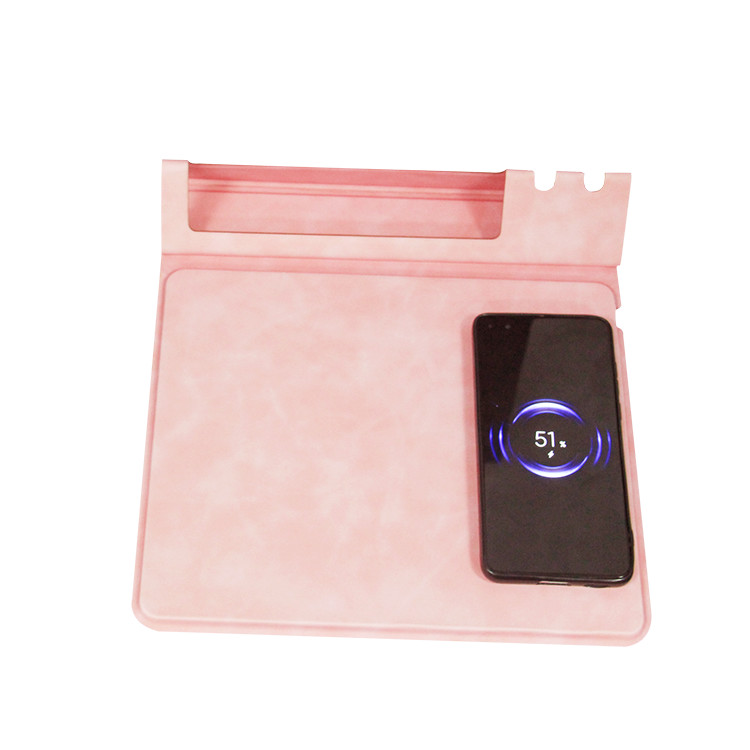 Customised High Quality Fast Charging Multifunction Foldable Pu Leather Wireless Charging Mouse Pad