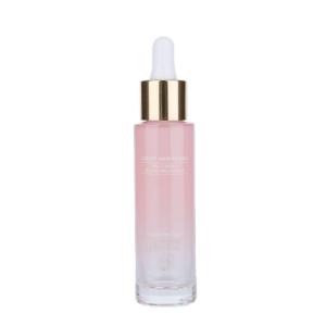 China 30ml Clear Glass Empty Dropper Bottles Gradient Pink With Platinum Dropper Head factory