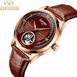 Pin Buckle Mechanical Skeleton Watch Brown Minimalist Mechanical Watch