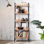 Modern Furniture Ladder Metal And Wood Book Shelves Display 5 Tiers