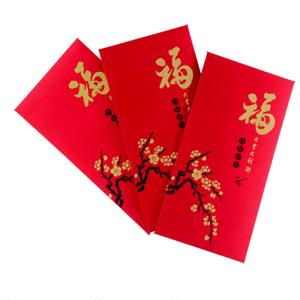 China 150gsm New Year Ang Bao Red Envelope Red Card Hot Stamping For Chinese factory