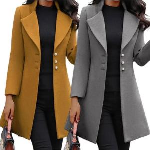 China MID Length Woolen Coats For Women Korean Version Wool Lapel Thin Winter Coat factory