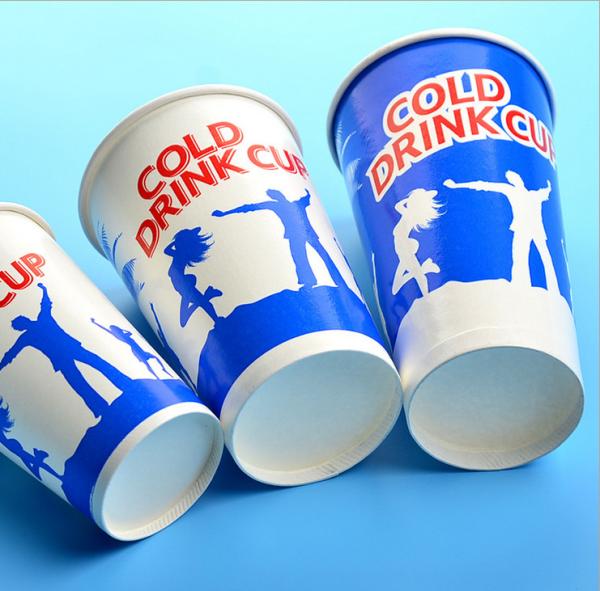 Individual Party Club Cold Paper Cups / Disposable To Go Cups With Lids