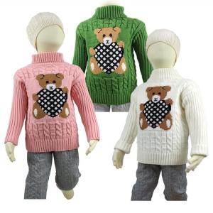 China Customized Knitted Jacquard Cable Pattern Children Little Kids Winter Clothing Girls Sweaters factory