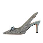 8999-7 Korean Fashion Woven Shallow Mouth Pointed Toe Color Matching Small Bow