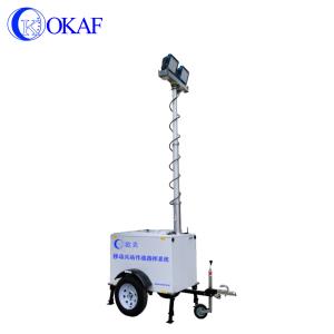 China Mobile Surveillance Camera Trailer Telescopic Mast With 2000W Generator factory