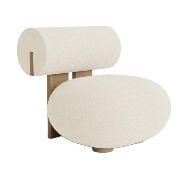 Living Room Chair With Wood Leg Creative Modern Wooden Leisure Style Lamb Wool