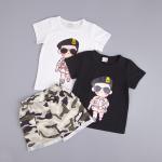 2016 Fashion Boy Kid's Soldier Pattern T-shirt +Cute Camouflage Color Shorts