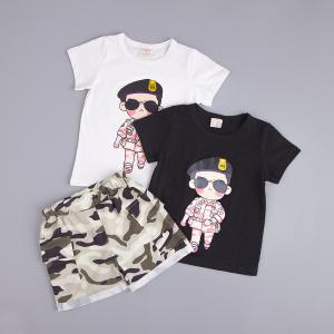 China 2016 Fashion Boy Kid's Soldier Pattern T-shirt +Cute Camouflage Color Shorts Pants 2 PCS factory