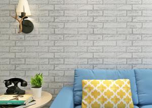 China Greyish White Color Brick Printing Self Adhesive Wallpaper Modern Style For Living Room factory