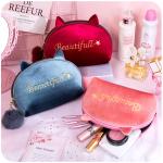 Half Moon Shape Embroidery Velvet Travel Organizer Bag