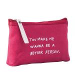 Cotton Canvas Zipper Cosmetic Bag Red Printed For Make Up OEM ODM