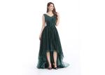 Green Custom Size Arabic Long Evening Dresses , Soft Handfeeling Arabic Lace