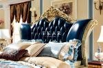 Luxury Classic Design Wooden Carved Upholstered Leather King Size Bed