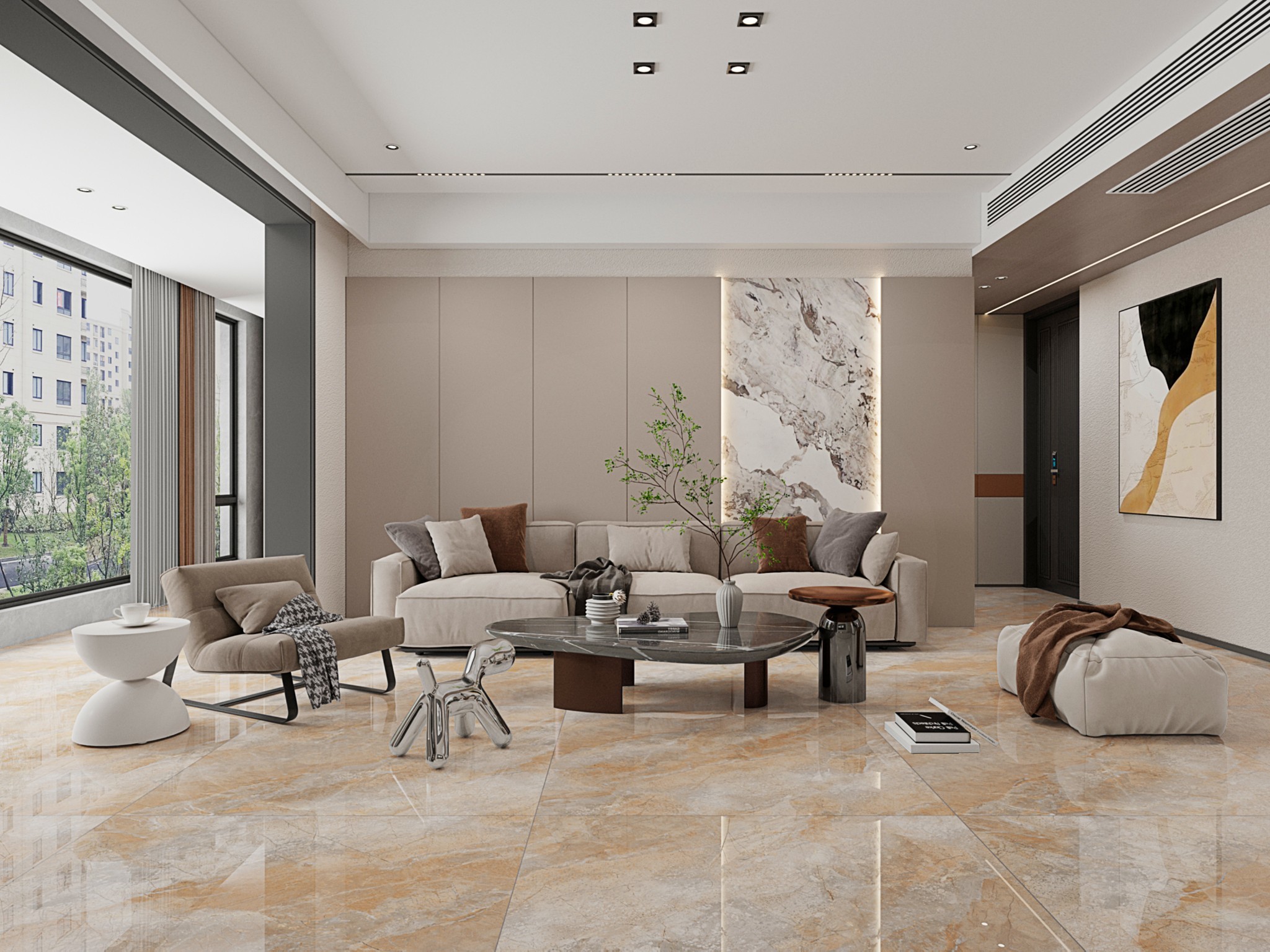 Brown Waterproof And Non - Slip 1200x1200mm Polished Sintered Stone Slabs For Apartment Rebuilding