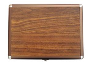 China Wood Design Table Tennis Bat Cover , Silver Edge Steel Lock Ping Pong Paddle Case factory