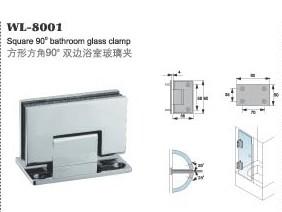China 90 degree double pack heavy duty stainless steel glass clamp &amp; glass door hardware for shower door WL-8001 factory
