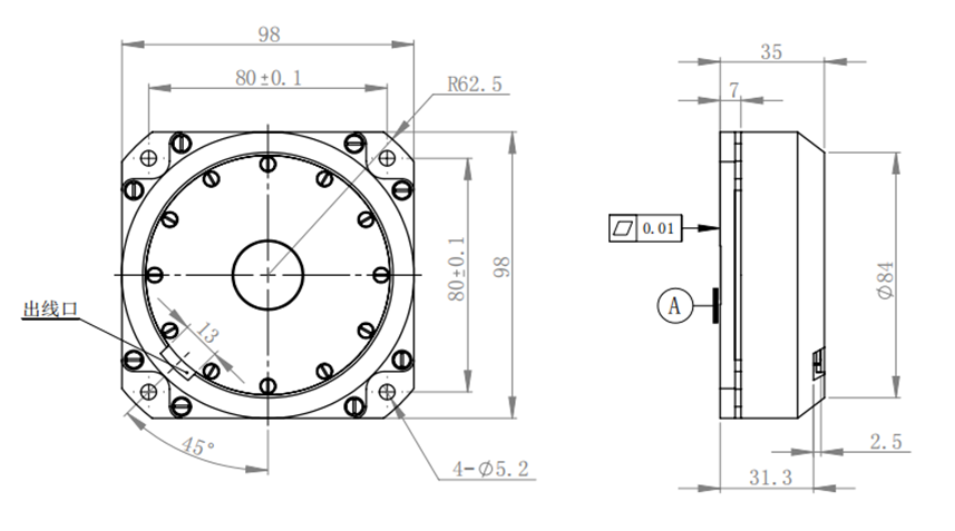Single Axis Fiber Optic Gyroscope 9.8*9.8*3cm RS422 Fiber Optic Inertial Navigation System