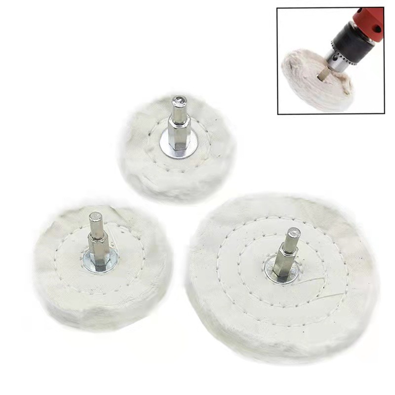 100mm Polishing Buffing Cloth Wheel White Flannelette 6mm Shank