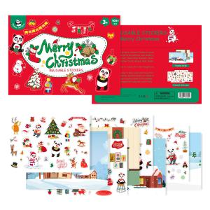 China Merry Christmas 100PCS Repositionable Enlarge Stickers with 4 Color Backgrounds factory
