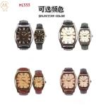 Luminous Quartz Couples Wrist Watch With Genuine Leather Band
