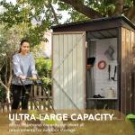 AJUNION Modern Design 5x3ft Metal Garden Shed Single Lockable Doors 61.2" Doors