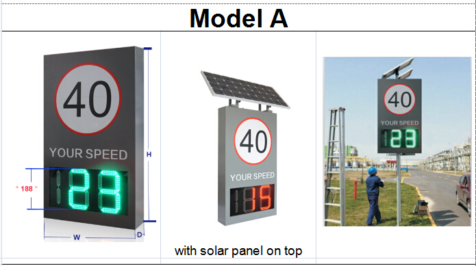 Street Red Green Digit Radar LED Speed Limit Signs Solar Speed Signs Power Waterproof IP65
