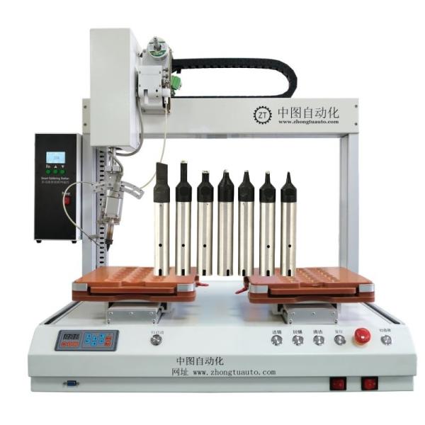 China Single Head Double Platforms Industrial Automatic Tin Soldering Machine factory