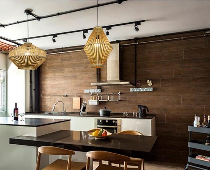 3500K Retro Bamboo Woven Pendant Light For Indoor Living Room